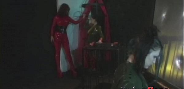  Mistress Radia dominates two submissive babes with toys